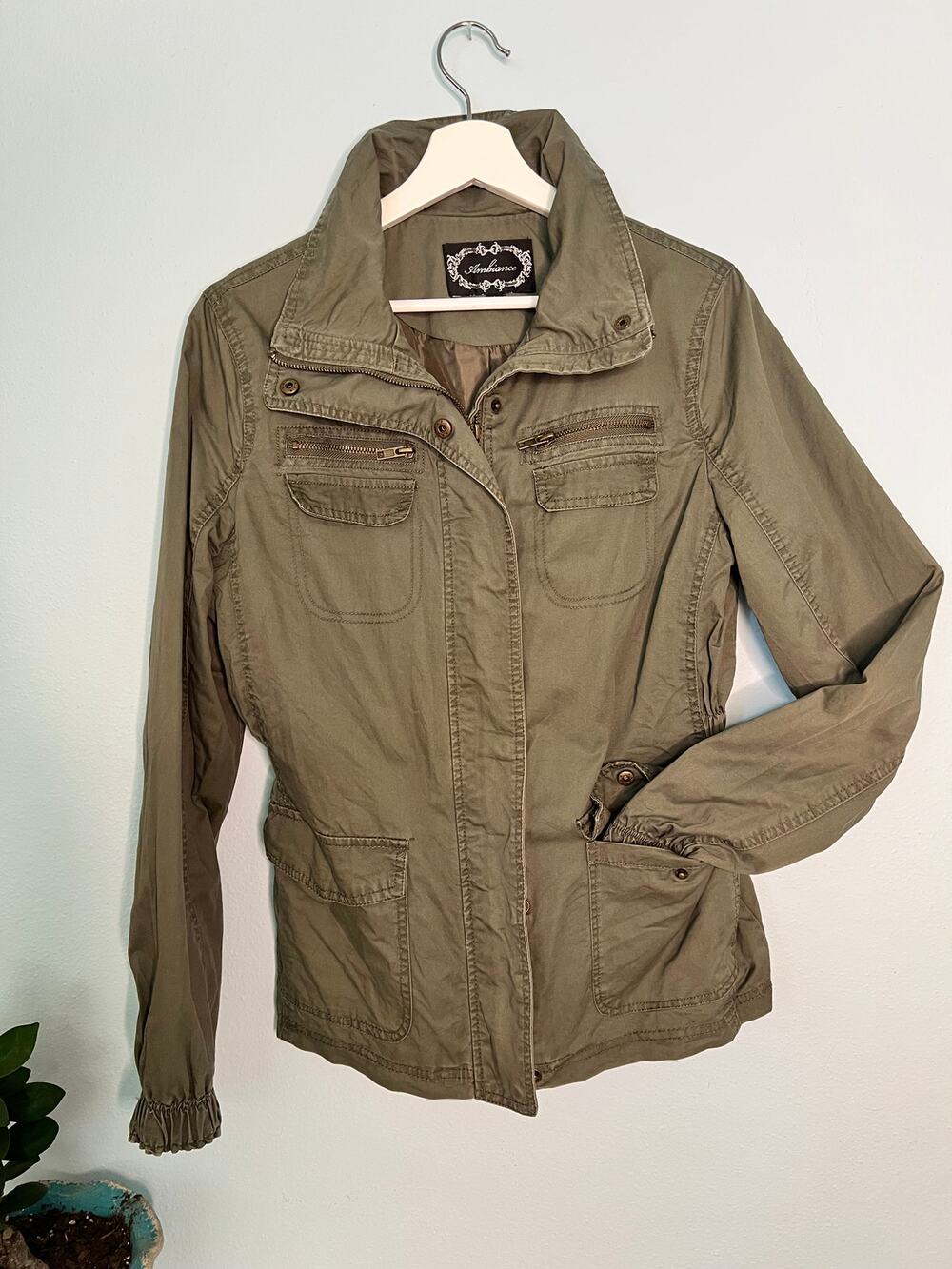 Ambiance Women's Olive Green Utility Jacket Size Large
